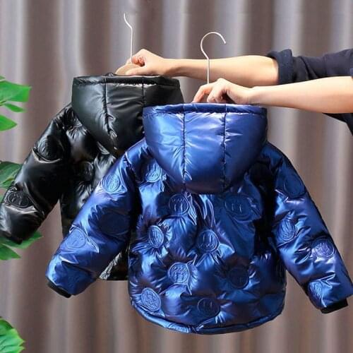 2021 Winter Childrens Down Jacket Boys Girls White Thick Down Girls' Colorful Bright Surface Warm Hooded Jacket Childrens coat