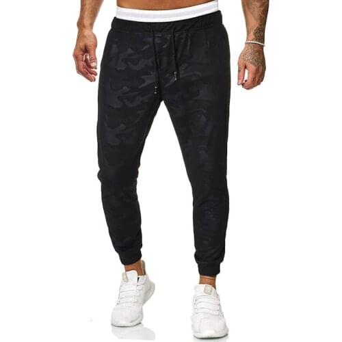Four seasons mens casual sports pants leggings black camouflage joggers trousers men clothing