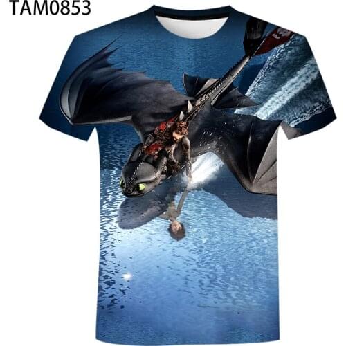 European And American Dragon Trainer 3D Printing Lovers' Creative Versatile T-Shirt Childrens Cotton Breathable Street Top Casu