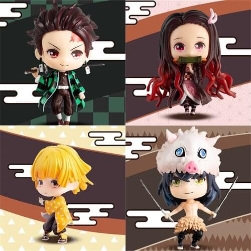 8CM Anime Demon Slayer Kimetsu no Yaiba Q posket Kamado Tanjirou Nezuko Zenitsu Giyuu Inosuke PVC Figure Model Christmas Gift