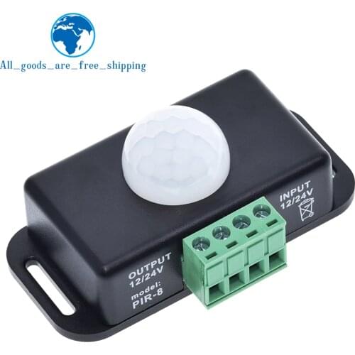TZT DC 12V 24V 8A Automatic Adjust PIR Motion Sensor Switch IR Infrared Detector Light Switch Module for LED Strip Light Lamp