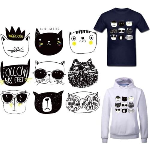 Cats Patch Fusible Iron-on Transfers for Clothing Thermoadhesive Patches on Clothes Diy Textile Stickers Applique for Children