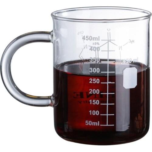 Caffeine Beaker Mug Graduated Beaker Mug with Handle Borosilicate Glass Cup