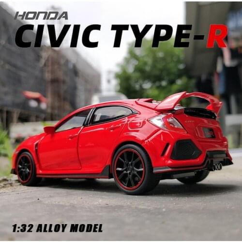 Hottoy 1:32 Alloy Model Car Miniature Honda Civic Type-R Racing JDM for Childrens Diecast Metal Vehicle Collected Birthday Gift