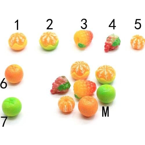 Miniature 3D Fruits Resin Cabochon Kawaii Simulation Food Orange Grape Strawberry Fruit Craft DIY Embellishment