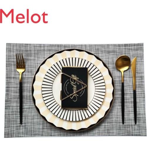 Tableware Model Room Table Display Set Nordic American Light Luxury Black Gold Western Cuisine Plate Exhibition Hall Decoration