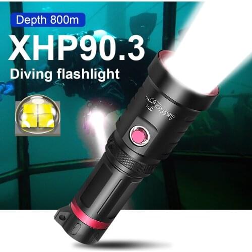 2021 Super XHP90.3 Powerful Diving Led Flashlight 18650 Rechargeable XHP90 XHP70 Dive Torch Underwater Lantern Waterproof Lamp