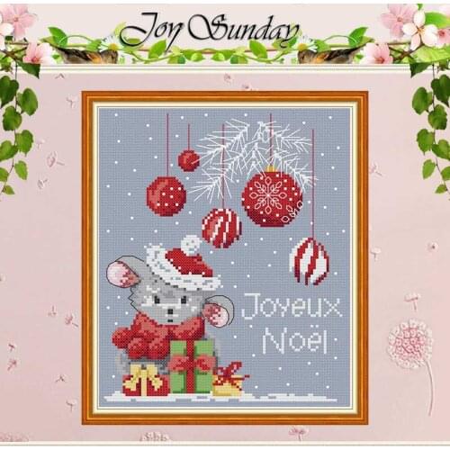 Christmas mouse animals pattern counted 11CT 14CT Cross Stitch Set DIY Chinese Cross-stitch Kit Embroidery Needlework home decor