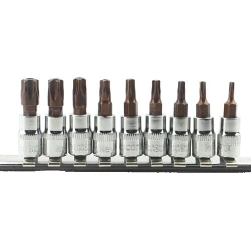 1/4 Drive Socket Adapter Torx Star Bit Pentalobe Screwdriver Set Home Auto Repair Tool Kit Cr-V Socket Bit T10-T50