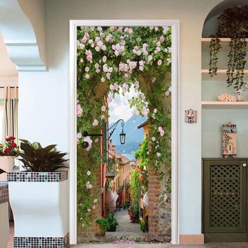 3D Wall Door Sticker Painting Pastoral Landscape Wallpaper Living Room Dining Room Home Decoration Decals PVC Waterproof Poster