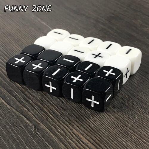 10 Fudge Dice Compatible with Fate Tabletop Role-Playing Game Dice Black White