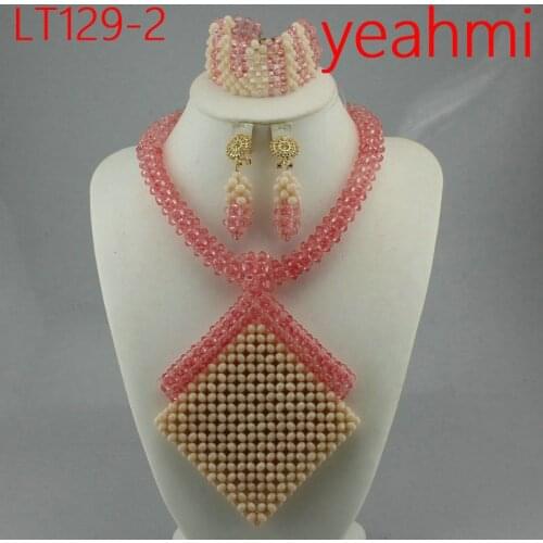 Nigerian White Beads Crystal Costume Jewellery Set Wedding African Beads Jewelry Set New Free Shipping