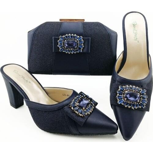 New High Quality Decorated With Rhinestone Shoes And Bag Set Italian Design Matching Shoes And Bag Set Nigerian For Wedding