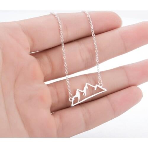 WANGAIYAO Necklace Mountain Peak Personality Hollow Snow Mountain Necklace Simple Female Jewelry Stainless Steel Holiday Necklac