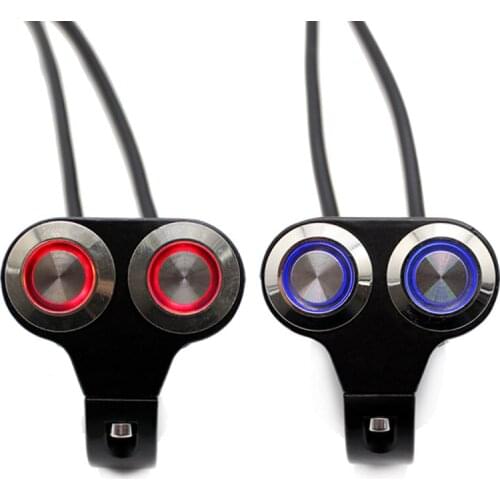 22mm Motorcycle Handlebar Switches ATV Scooter Headlight Hazard Brake Fog Light Switch ON-OFF Aluminum With Indicator