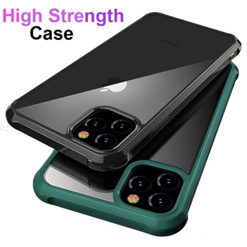 Transparent Acrylic Case For iPhone 12 PRO Max XS XR X knockproof Silicone Bumper Clear Back Strength Cover For iPhone 7 8 Plus