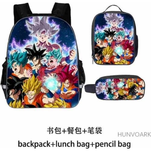 Goku Backpack Set Vegeta Teenagers Boys Girls Toddler Japanese Anime Kid School Book Bags Men Women Rock Mochila Bolsa
