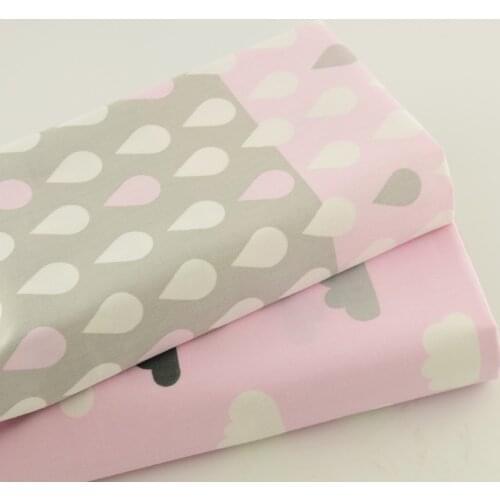 Scrapbooking Girls Dress Fabric Sewing Dolls Toys Gifts Packages Bundle Raindrop and Cloud Pattern Art Work 2 Piece 50cm*160cm