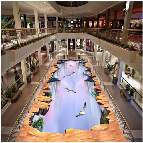 Modern Floor painting Waterfall water 3D floor painting Custom 3D painting floor wallpaper PVC adhesive