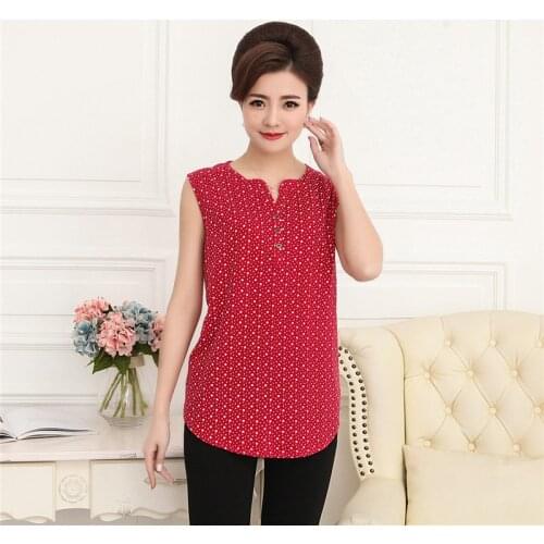 Vintage women summer fashion straight style star pattern print sleeveless casual shirt female trendy vneck thin cotton outerwear