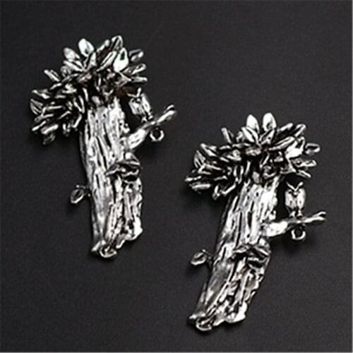 WKOUD 2pcs Silver Color pine tree charm alloy pendants fashion necklace bracelet DIY handmade jewelry findings A1226