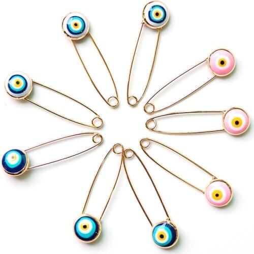 Blue eye jewelry gold brooch simple pin Turkey eye brooch buckle clip fashion jewelry men and women