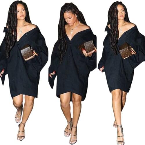 2021 Spring Womens Long Sleeve Blouse Dress Denim Shirt Dress Female Button Down Woman Dresses Vestidos Robe Femme