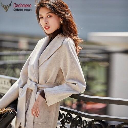 Lamb wool women coat double-sided woolen coat womens long woolen coat autumn and winter loose big lapel fashion red coat women