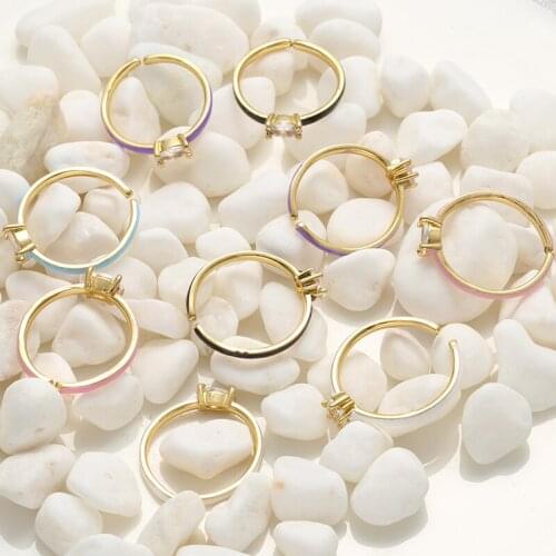 ZHUKOU gold color star women rings simple adjustable girls party rings summer Dripping oil Enamel opening rings wholesale VJ206