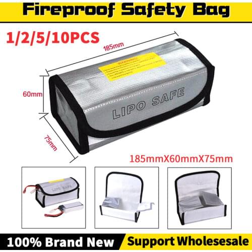 Fireproof Safety Bag 185mmX60mmX75mm LiPo Battery Portabl Proof Fire Resistant Charging Sack Battery Safe Bag For Battey