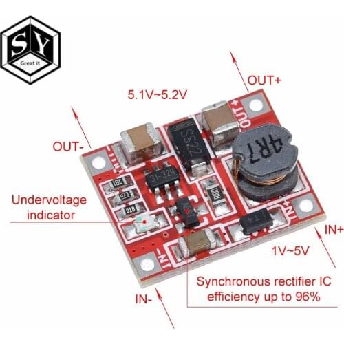 1PCS DC DC Boost Power Supply Module Converter Booster Step Up Circuit Board 3V to 5V 1A Highest Efficiency 96% Ultra Small