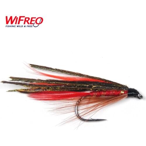 10PCS 7# Wifreo Red Peacock Demon Streamer Fly Fishing Flies with Small Free Box