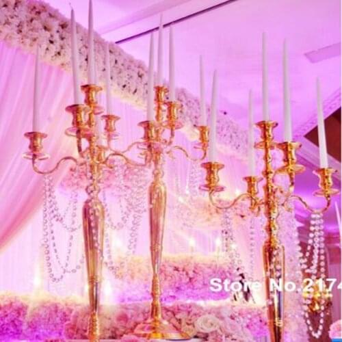 12pcs)White/black/gold/silver Candelabra Tall Metal Candle Holder Wedding Centerpiece yudao1527
