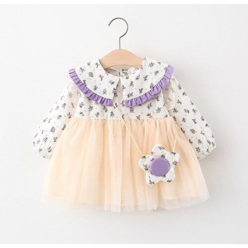 2021 Baby Girl Fashion Floral Dress Spring Autumn Girls Kids Princess Dresses Children Vestidos Birthday Clothes