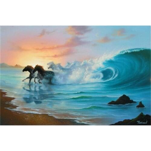 3D Diy Diamond Painting Cross Stitch Full Square Crystal Mosaic Embroidery Home Decoration crafts gift Wave & white horse A6663R