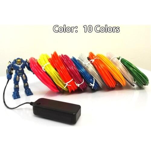 5Meters 5.0mm New arrival 10 colors Choose Flexible EL wire glowing Energy saving Neon glow light Powered by DC-3V Car supplies