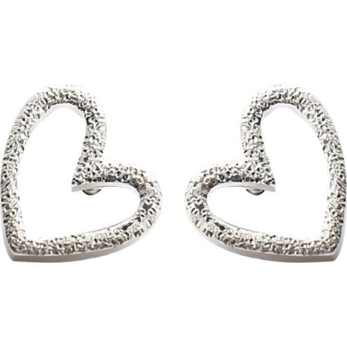 925 Sterling Silver Old Silver Craftsman Handcrafted Hollow Sand Heart-shaped Loving Ear Nails Classic Simple Ladies'Accessories