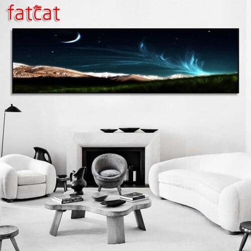 FATCAT large 5D Diy Diamond Painting Moon night landscape Full Square Round Drill Rhinestone Embroidery Sale home decor AE1472