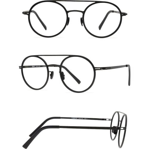 Belight Optical Men Women Double Bridge Acetate Round Shape Prescription Eyeglasses Spectacle Frame Eyewear T19025-M