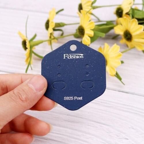 Fashion Design 5*5.5cm 100pcs/lot Stud Paper Earrings Jewelry Hexagon Shaped Card Display Packing Round Conner Cards Hangers Tag