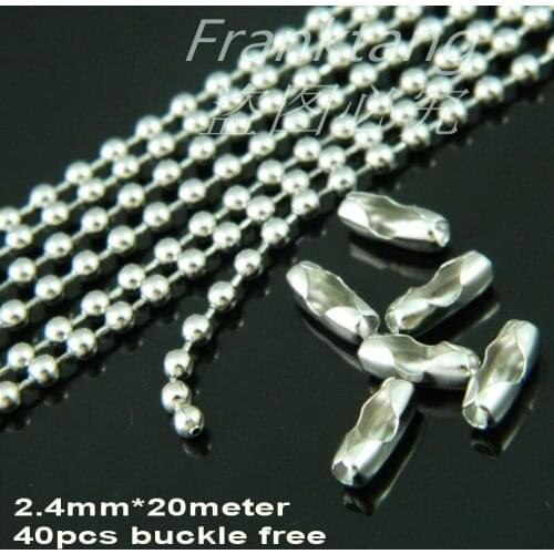 2.0mm/2.4mm Diameter Stainless Steel Beads Chain for DIY Chains Necklace Fashion Jewelry Findings Sell by meter