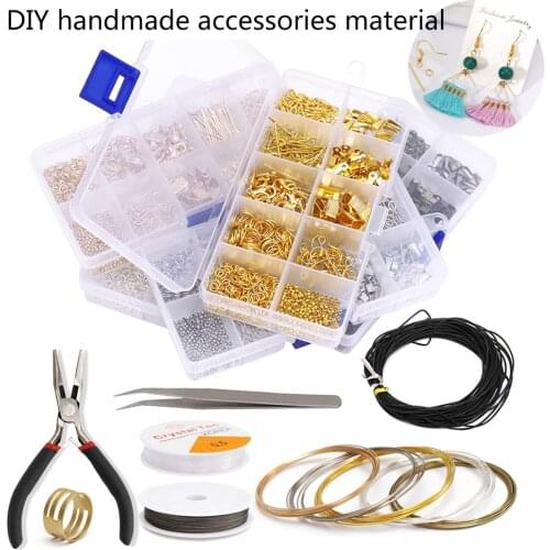 Home Earring Making Kit with Jump Rings Clasps Lobster Clips Tweezers Pliers Wires DIY Jewelry Making Supplies with Case