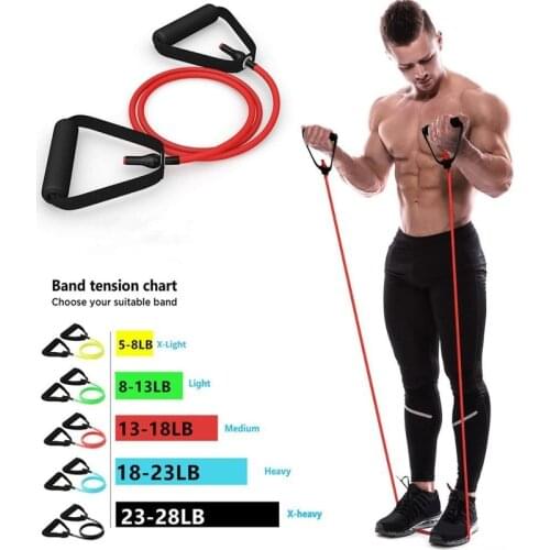 5 Levels Elastic Band With Handles Yoga Pull Rope Elastic Gym Fitness Exercise Tube Band For Home Workouts Strength Training