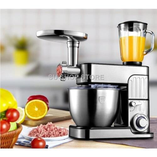 7L stainless steel cover 6-speed Kitchen chef Electric Food Stand Mixer Egg Whisk Dough Cream Blender juicer meat grinder mincer