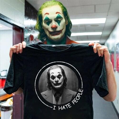 Joker I Hate People Letter Printed T Shirt Unisex Casual Loose oversized Plus Funny Tee Cotton Grunge Tops Tee