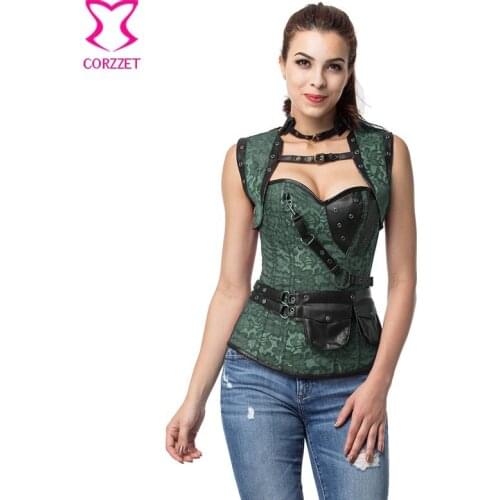 Gothic Green/Black Steel Boned Corset Steampunk Clothing Korsett For Women Plus Size Corsets And Bustiers Burlesque Costumes 6XL