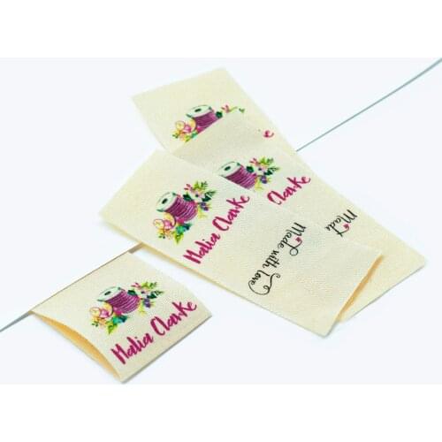 Custom Clothing Labels , Personalized Brand, Cotton printed Tags, Handmade label, Logo or Text, Watercolor Labels (FR110)