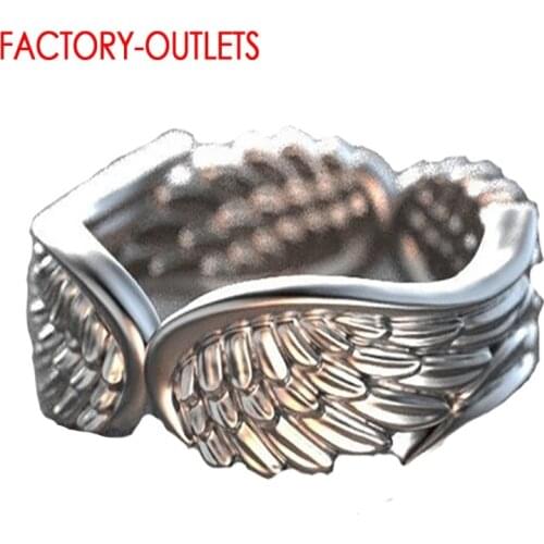 Sterling Silver Original 925 Jewelry Angel Wings Round Finger Rings For Women Girls Cute Accessories Fashion Jewelry Bijoux
