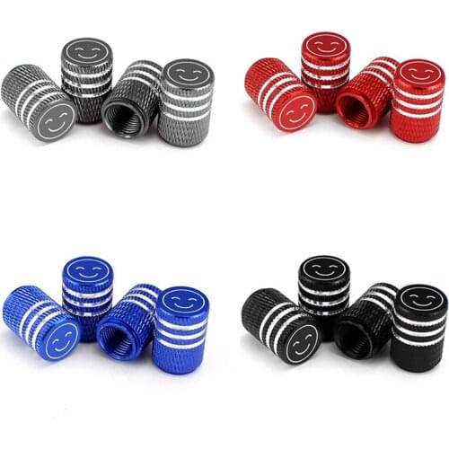 4pcs Car Wheel Tire Valve Stem Air Caps Cover Anti Theft Tyre Valve Dust Caps Smiley Style Alu-Alloy Bike Moto Customizable logo
