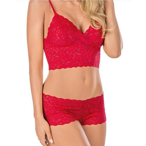Sexy lingerie Womens Bra Set Push-up Padded Nightwear Solid High Waist Intimates Ladies Underwear Set Lace Bra and Panty Set